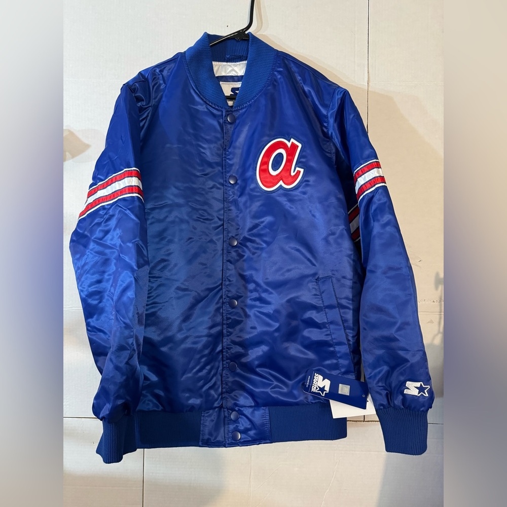 Atlanta Braves Starter Jacket Vintage MLB Satin Bomber Style Mens Size XL NWT🔥